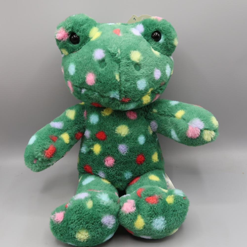 BUILD A BEAR Jolly Jumps Frog Holiday Green Polka Dot with Tags 2022